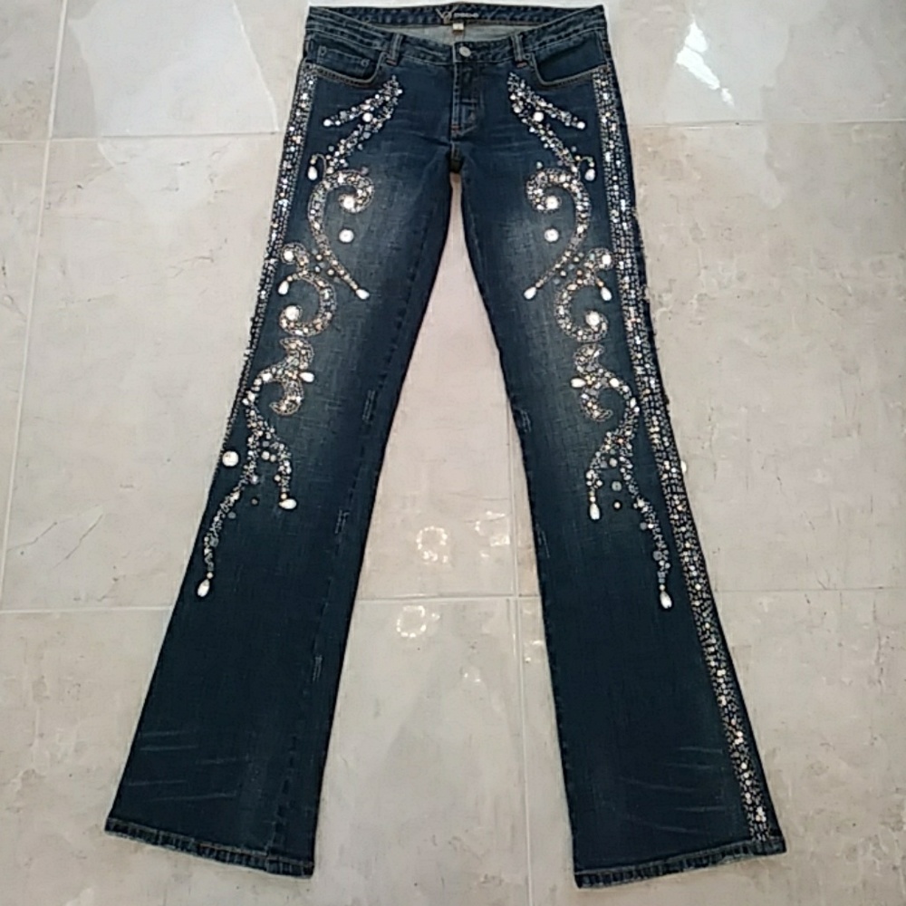 "RARE"bebe Crystal Stretch Jeans - Picture 3 of 6